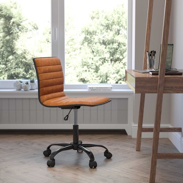 Flash Furniture Low Back Designer Armless Brown Swivel Task Chair DS-512B-BR-BK-GG